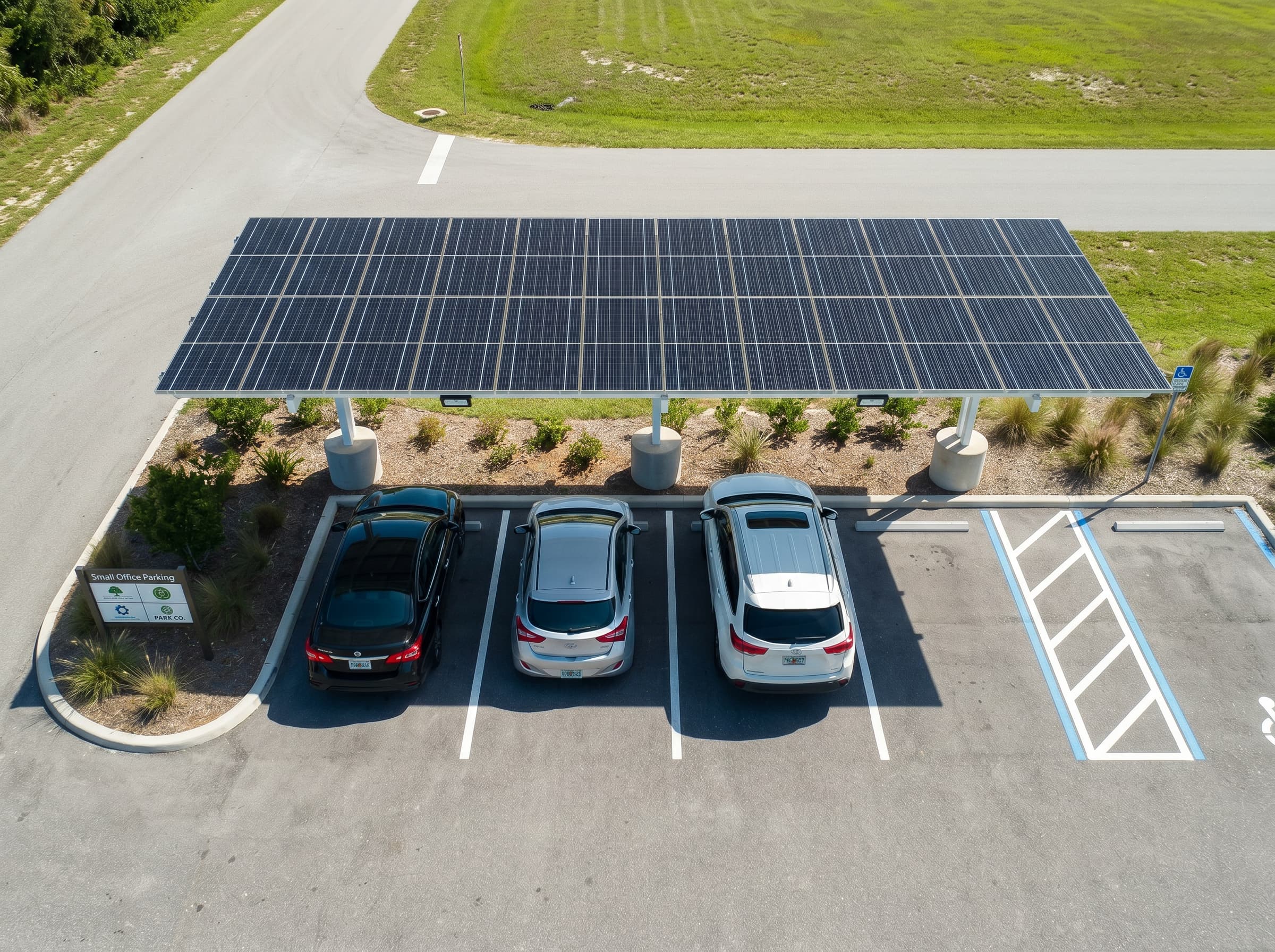 Pensilina fotovoltaica su parcheggio